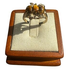 Vtg 14k Gold Plated Tigers Eye Ring Size 7.75